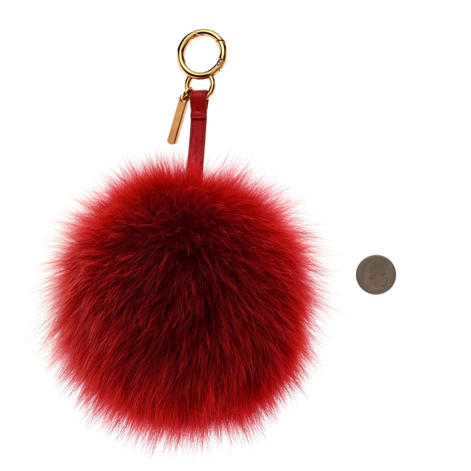 Fendi Fox Fur Shiny Nappa Heart Pom Pom Bag Charm Rosso Rosa 2 of 3
