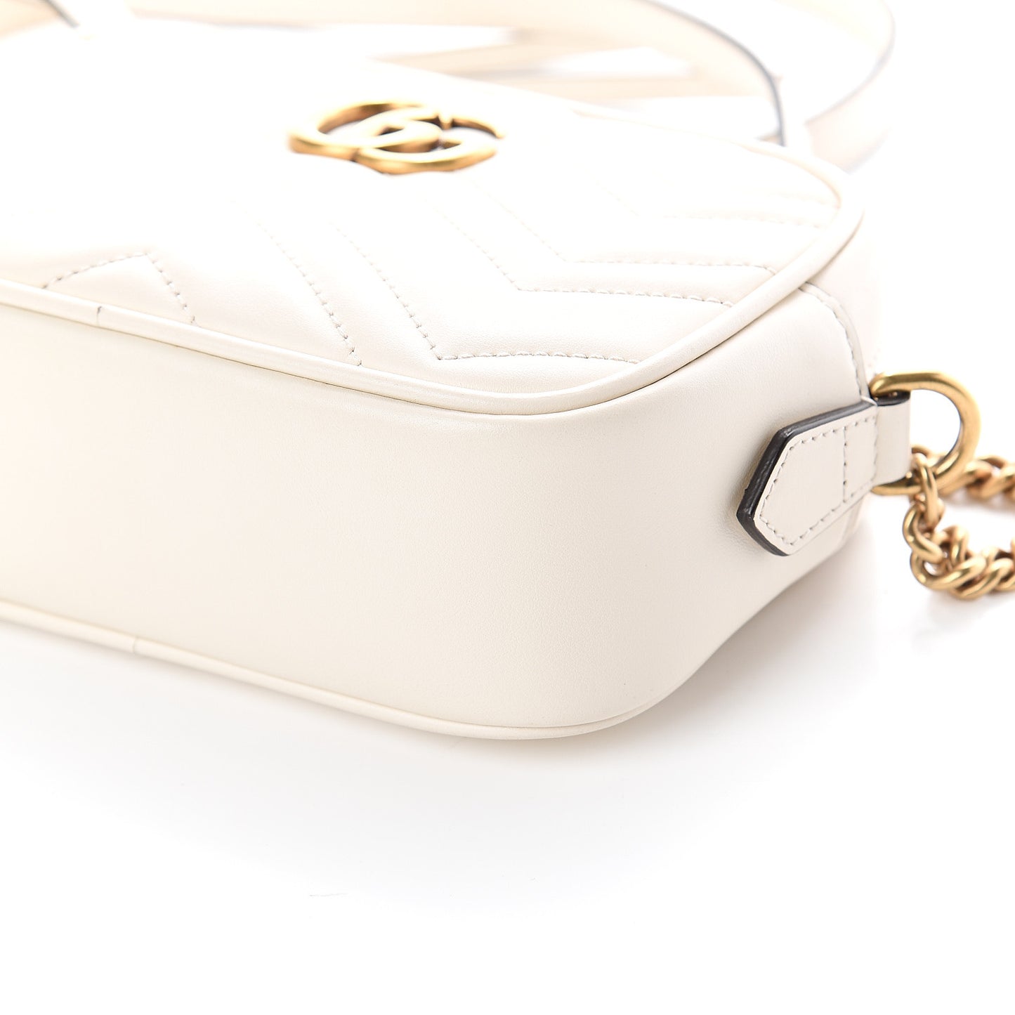 Calfskin Matelasse Mini GG Marmont Chain Shoulder Bag White