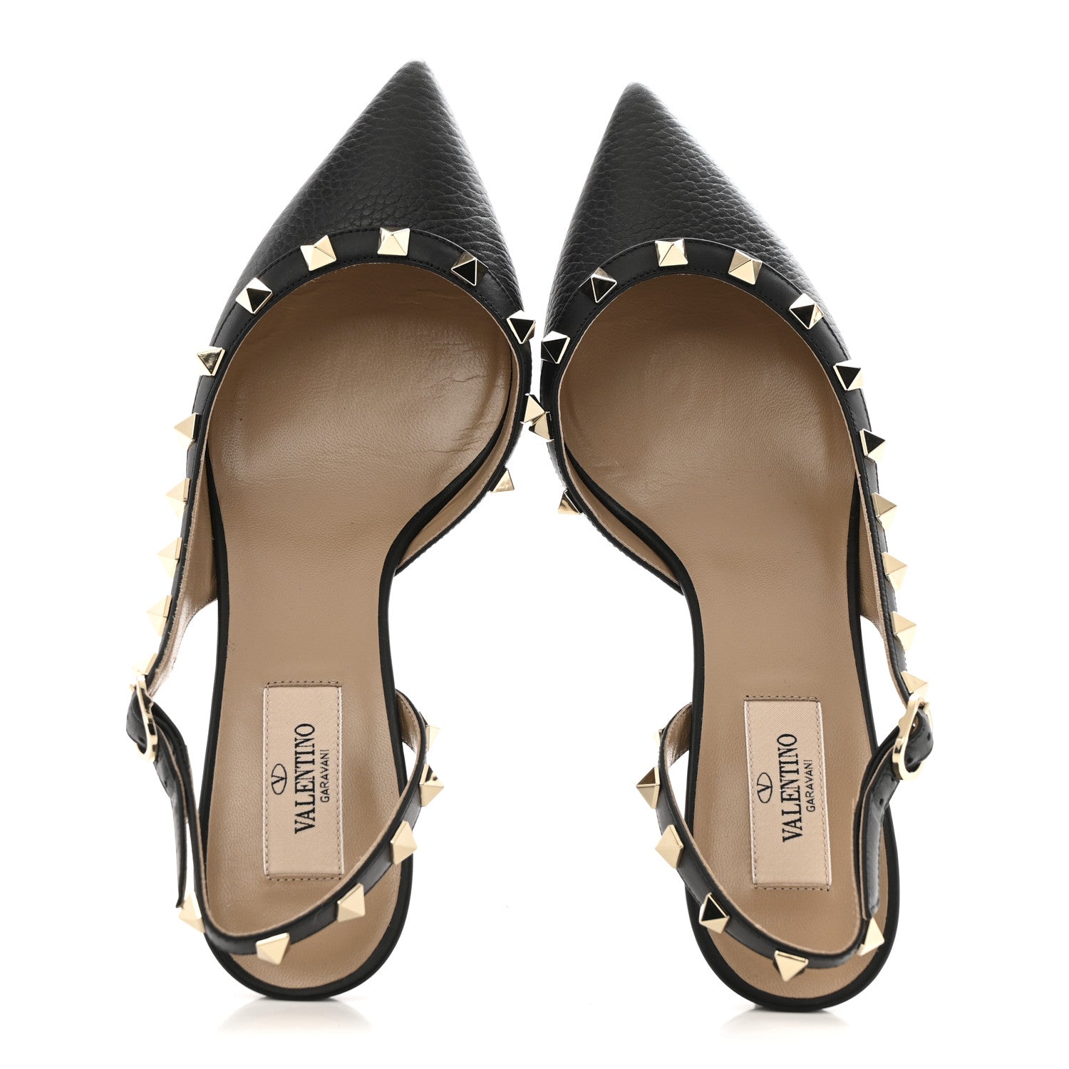 Valentino Garavani Pebbled Calfskin Rockstud Half d'Orsay Slingback 50mm Pumps 37.5 Black 2 of 10
