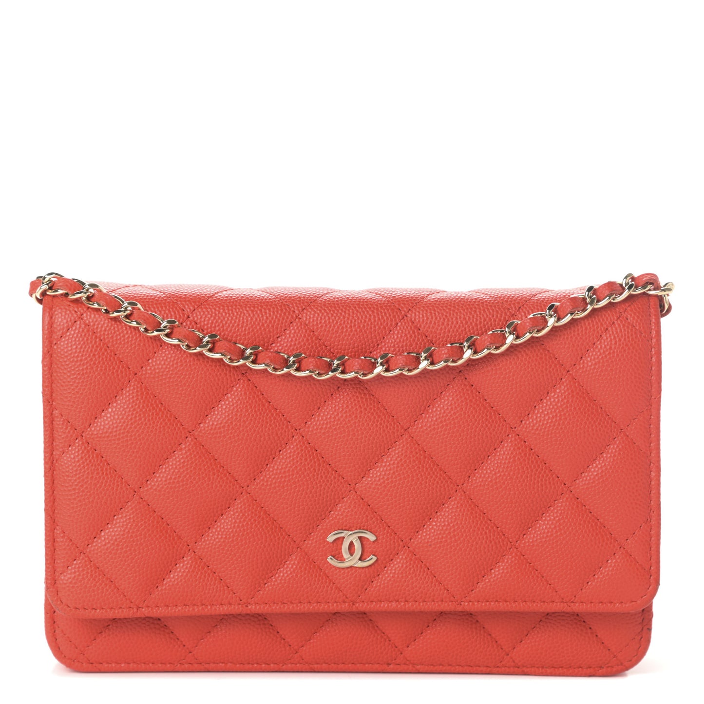 Caviar Quilted Wallet On Chain WOC Orange