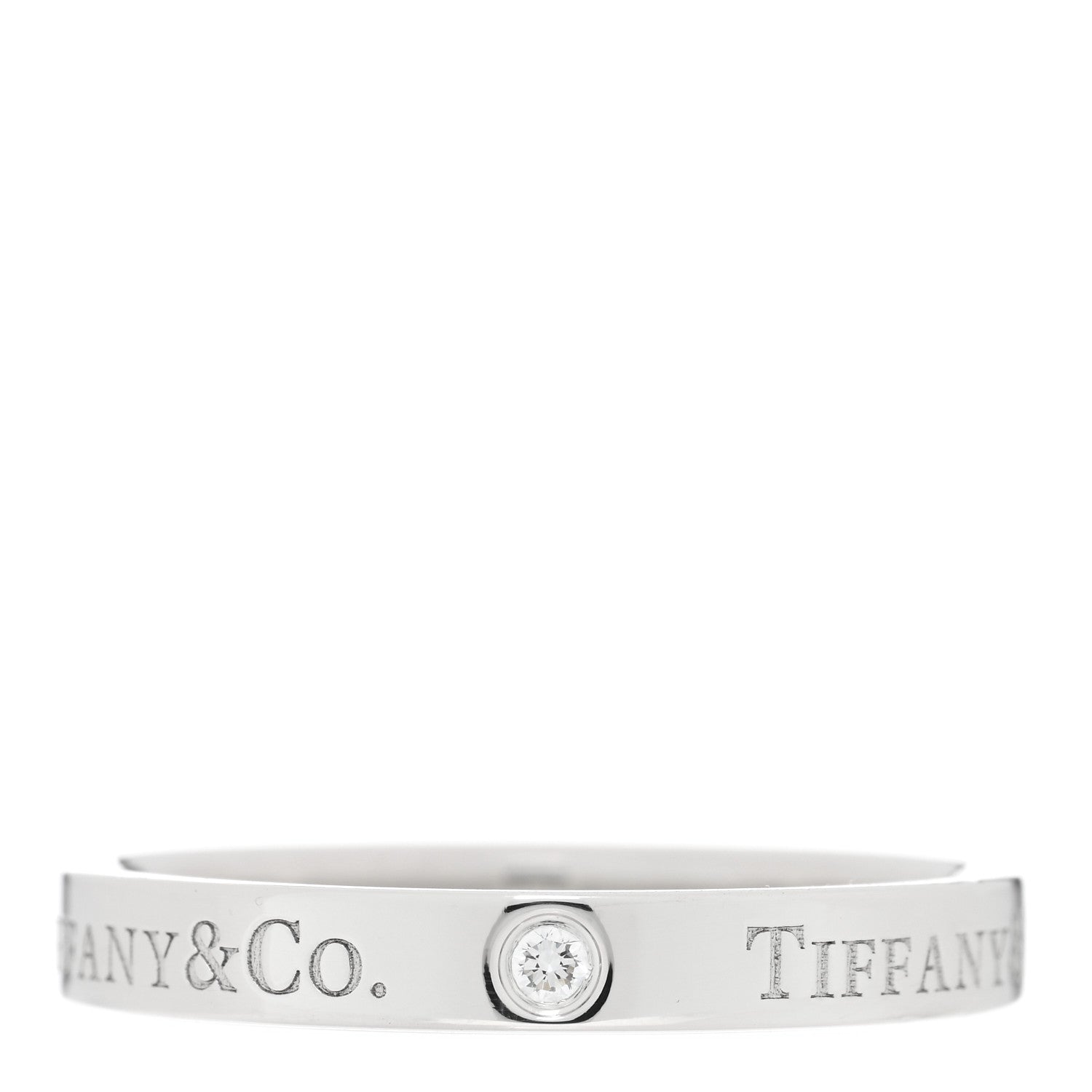 Tiffany Platinum Diamond Logo Band Ring 58 8.5 2 of 4