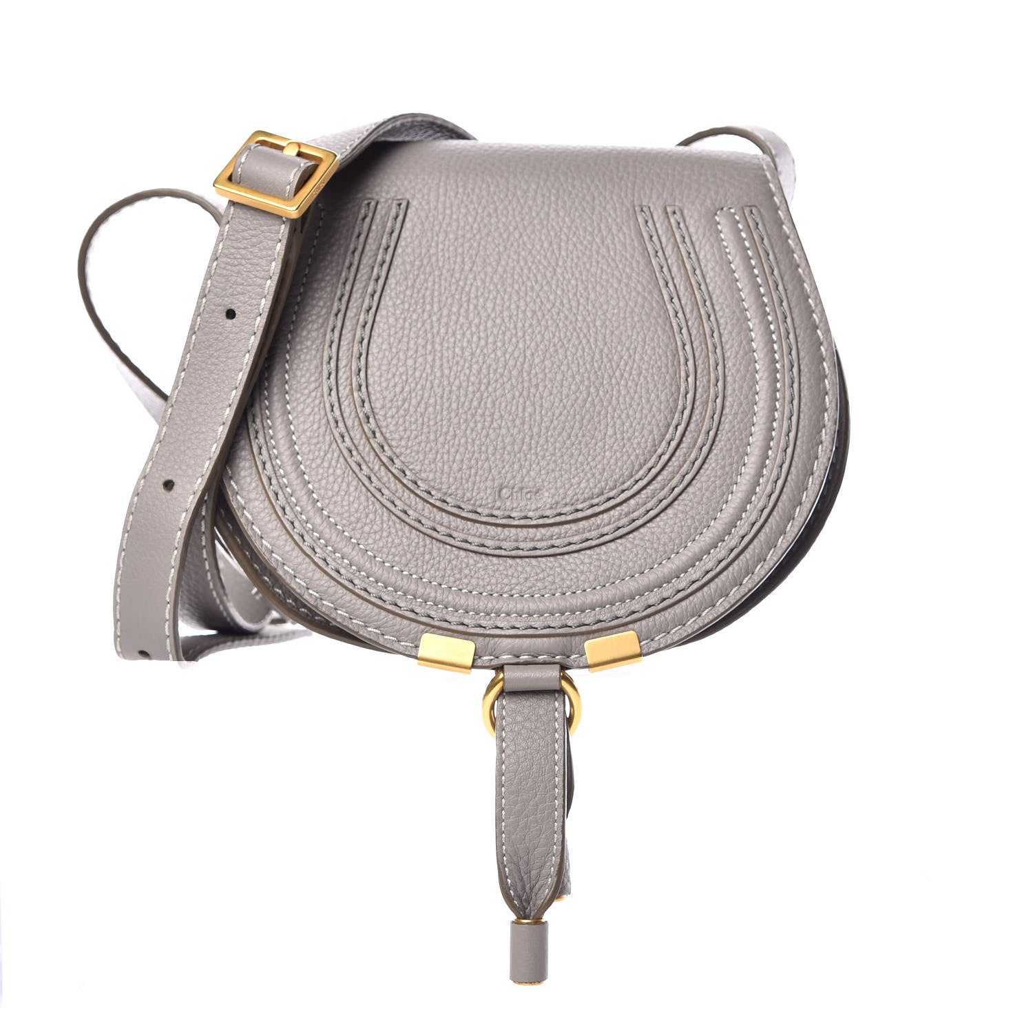 Chloe Calfskin Mini Marcie Round Crossbody Bag Cashmere Grey 1 of 7