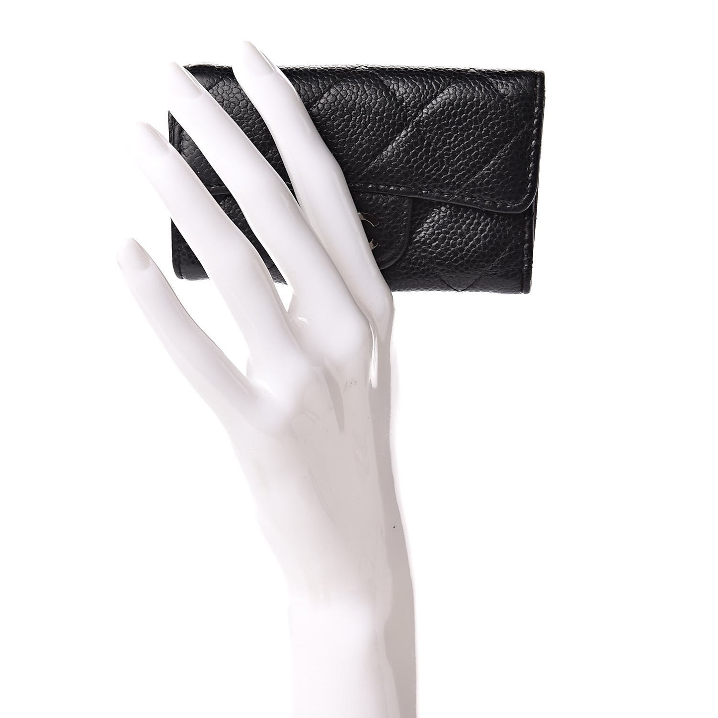 Caviar Quilted 6 Key Holder Black