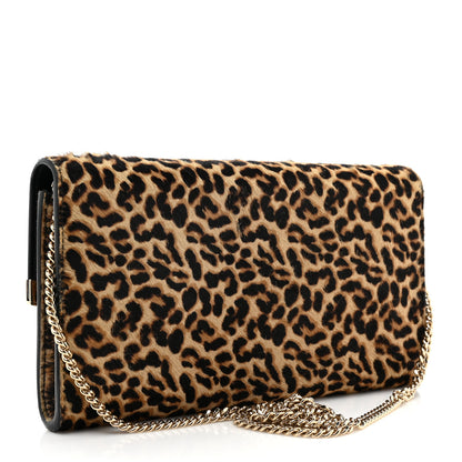 Jimmy Choo Calf Hair Leopard Print Chain Clutch 3 of 11