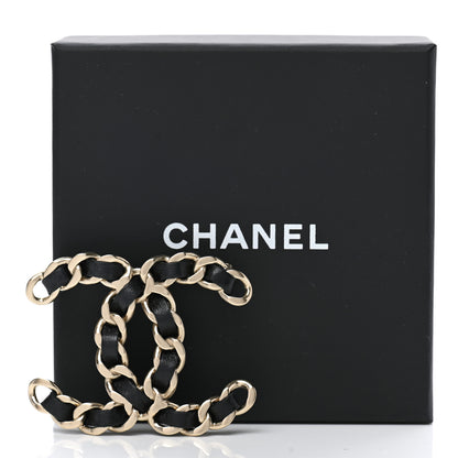 Chanel Lambskin Chain CC Brooch Black Gold 5 of 5