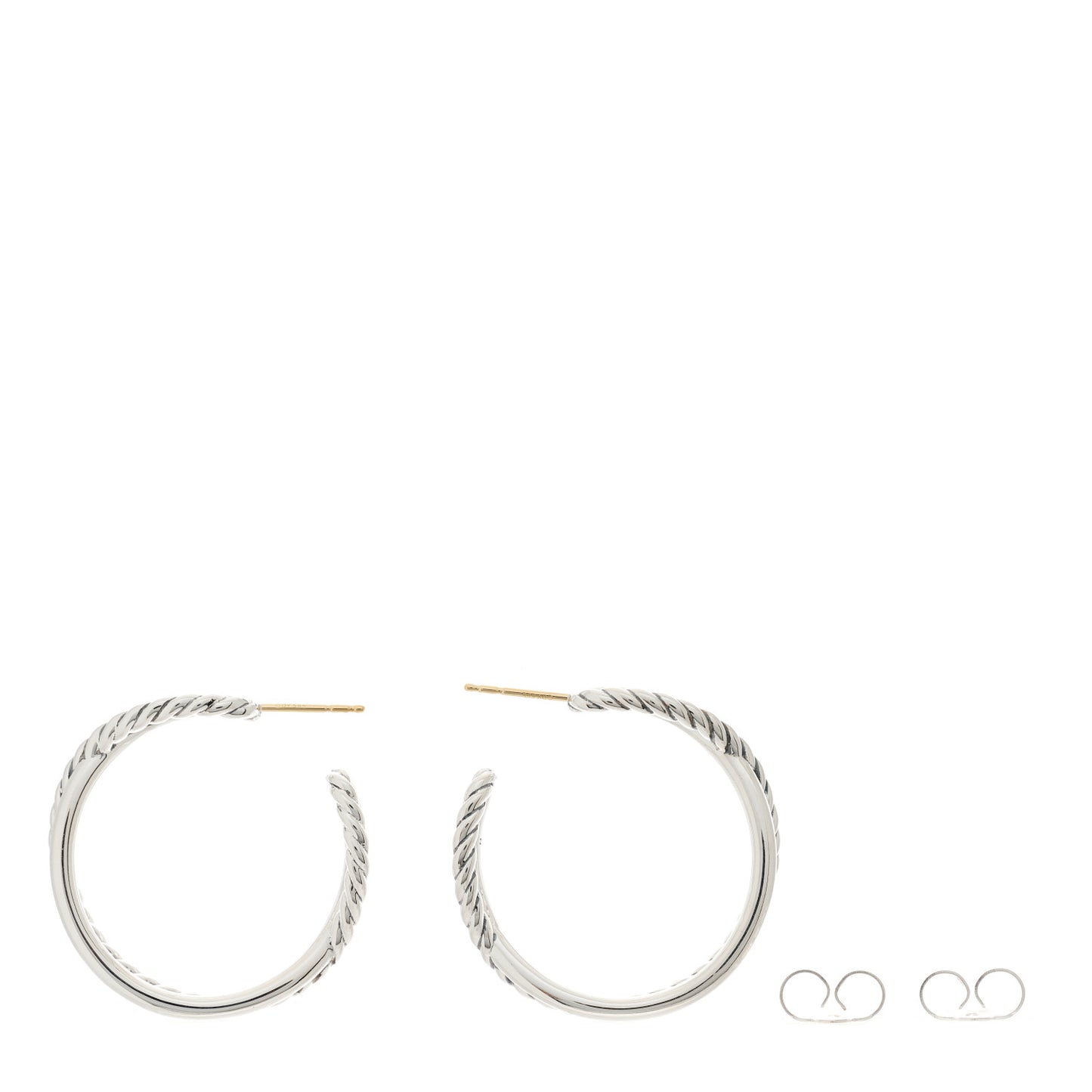 Sterling Silver Crossover Cable Hoop Earrings