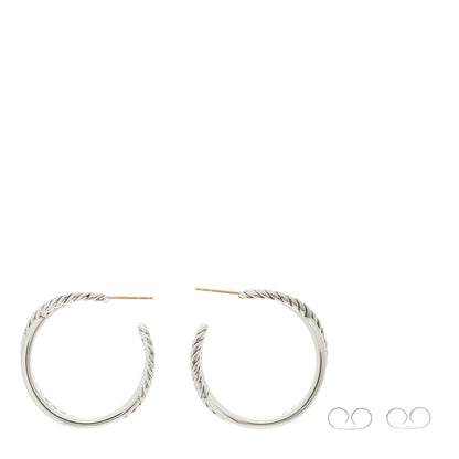 David Yurman Sterling Silver Crossover Cable Hoop Earrings 3 of 5