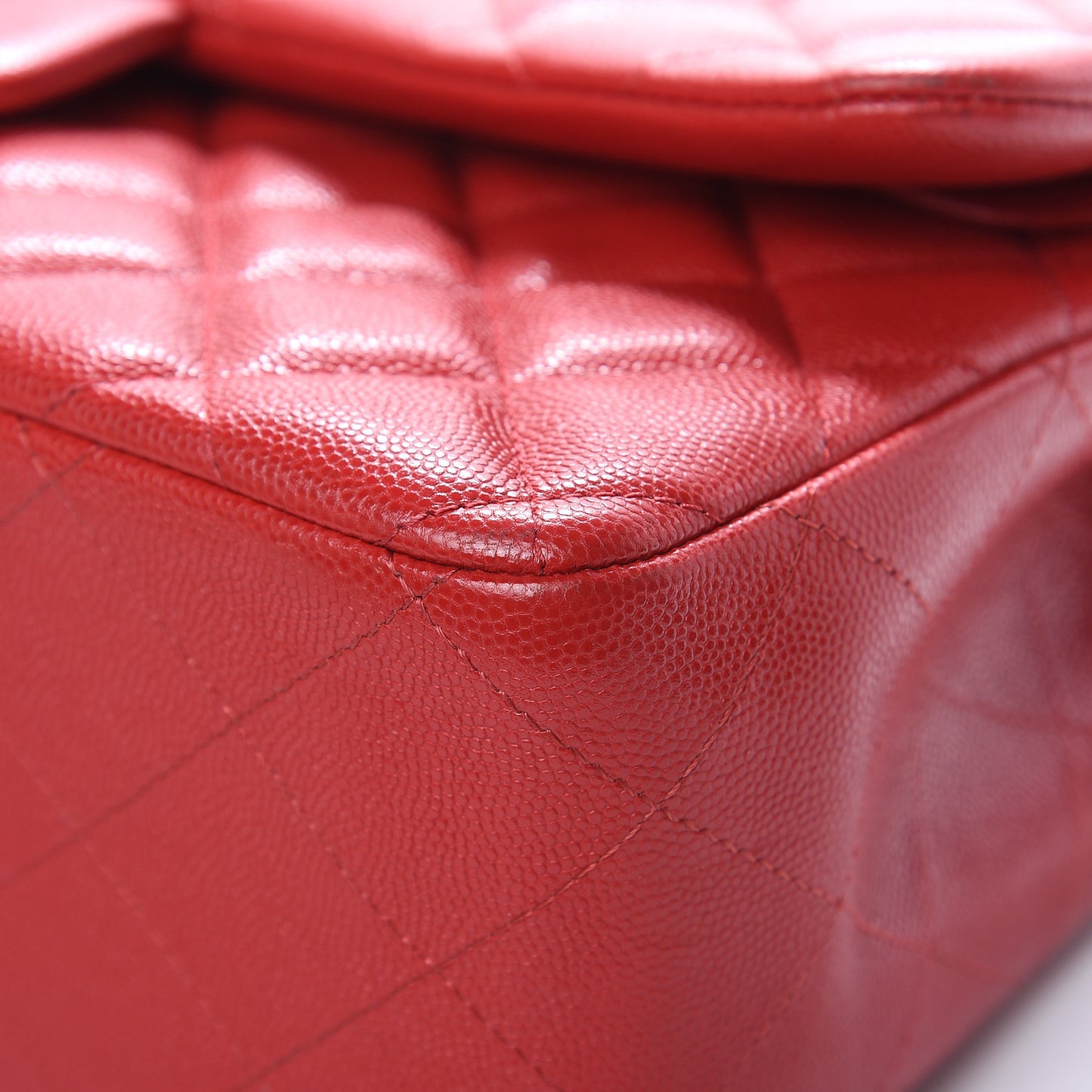 Caviar Quilted Jumbo Double Flap Red