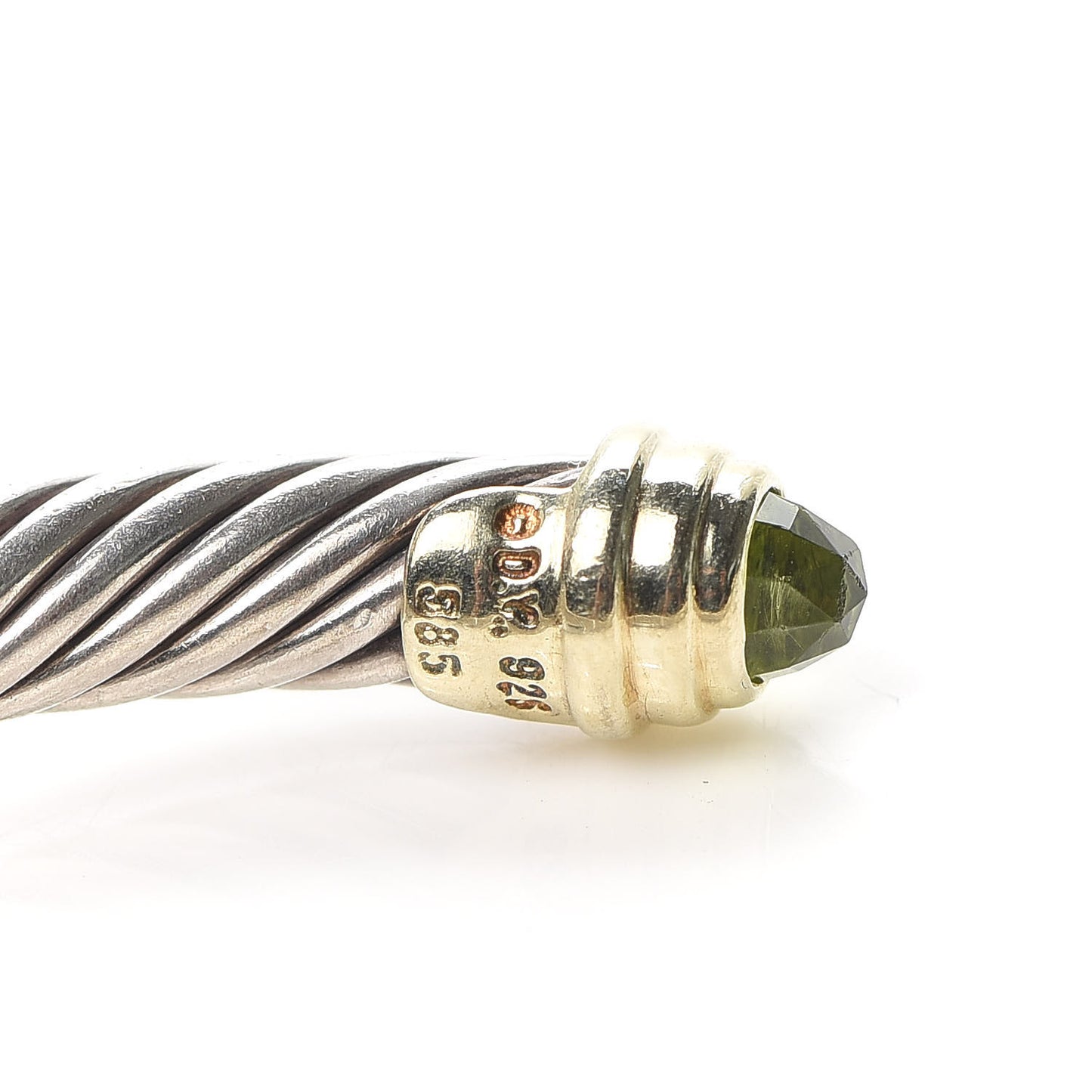 Sterling Silver 14K Yellow Gold Peridot 5mm Cable Classics Petite Color Bracelet