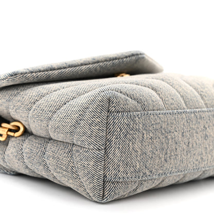 Saint Laurent Denim Y Quilted Monogram Toy Loulou Crossbody Bag Grey 9 of 11