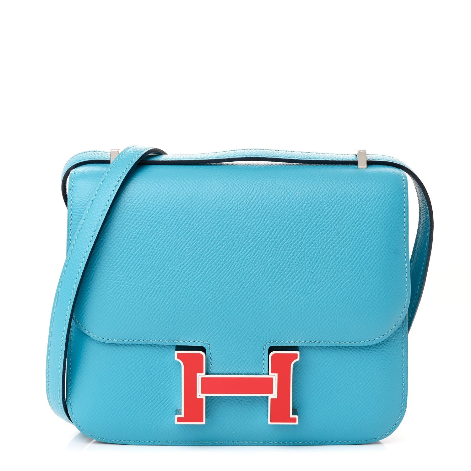 Hermes Epsom Enamel Constance 18 Bleu Du Nord Rouge de Coeur 1 of 13