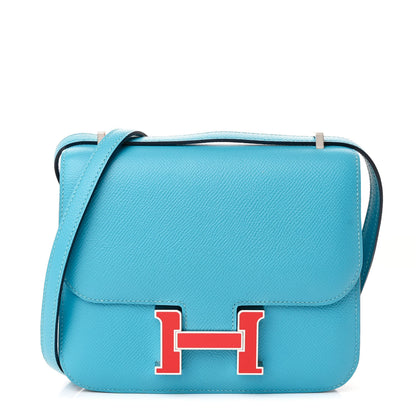 Hermes Epsom Enamel Constance 18 Bleu Du Nord Rouge de Coeur 1 of 13