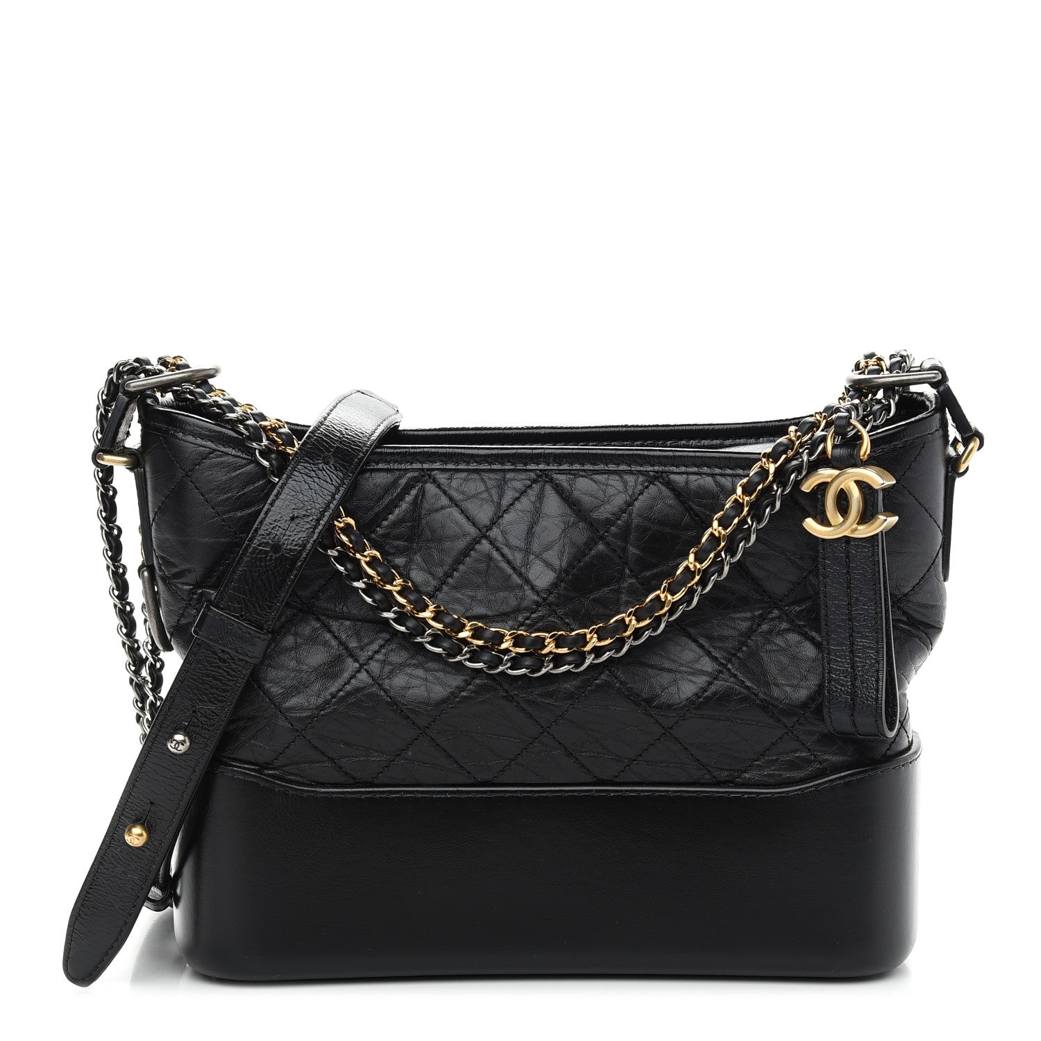 Chanel Aged Calfskin Quilted Small Gabrielle Hobo Black 1 of 8