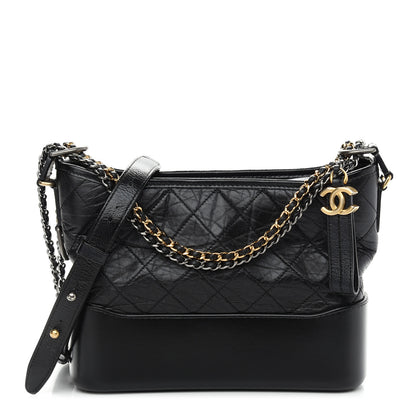 Chanel Aged Calfskin Quilted Small Gabrielle Hobo Black 1 of 8