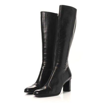Gucci Calfskin Interlocking G Knee High Boots 9 Black 3 of 7