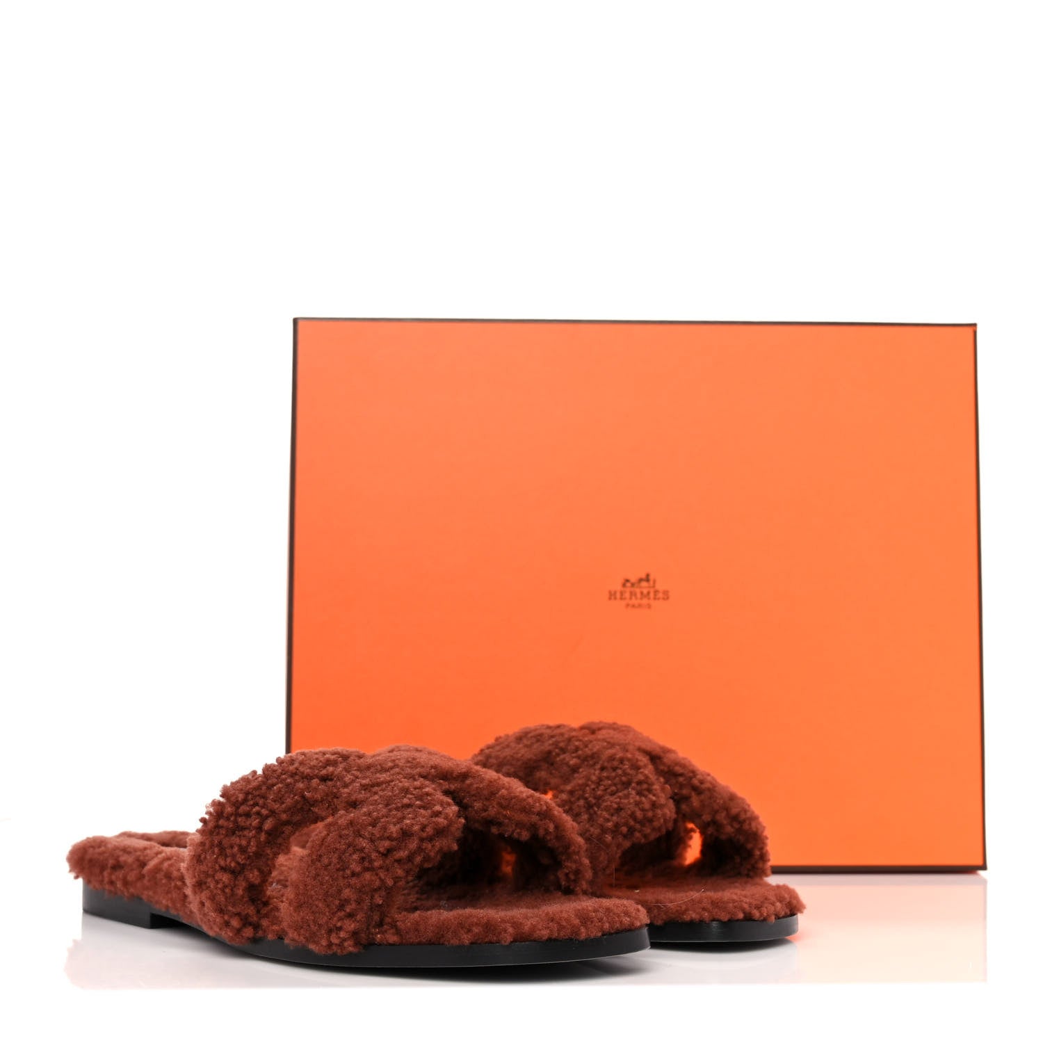 Hermes Woolskin Oran Sandals 37.5 Cognac 8 of 8