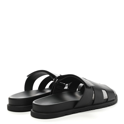 Hermes Calfskin Mens Chypre Sandals 43 Black 4 of 10