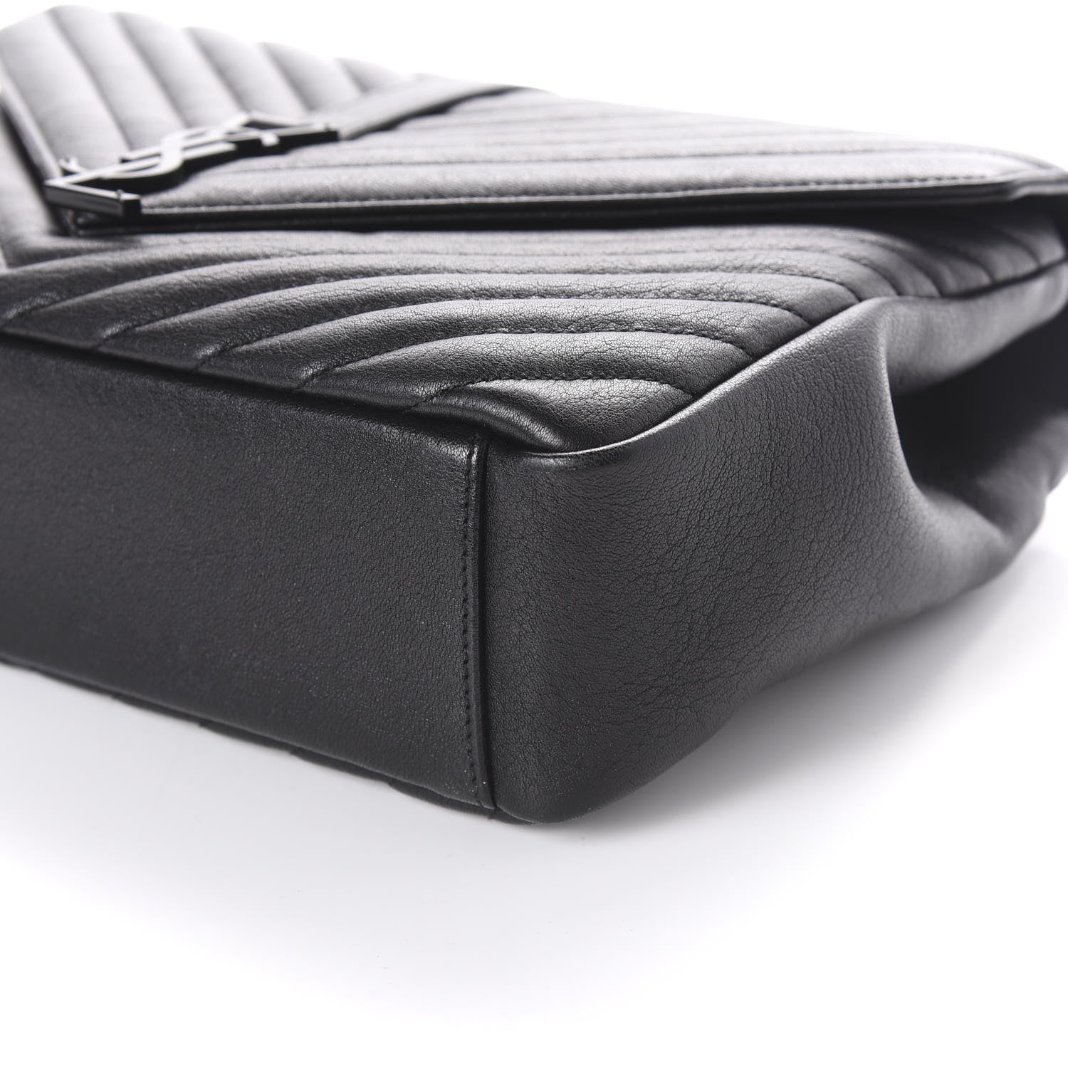 Saint Laurent Sheepskin Matelasse Chevron Monogram Monochrome Large College Satchel Black 8 of 8