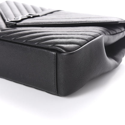 Saint Laurent Sheepskin Matelasse Chevron Monogram Monochrome Large College Satchel Black 8 of 8