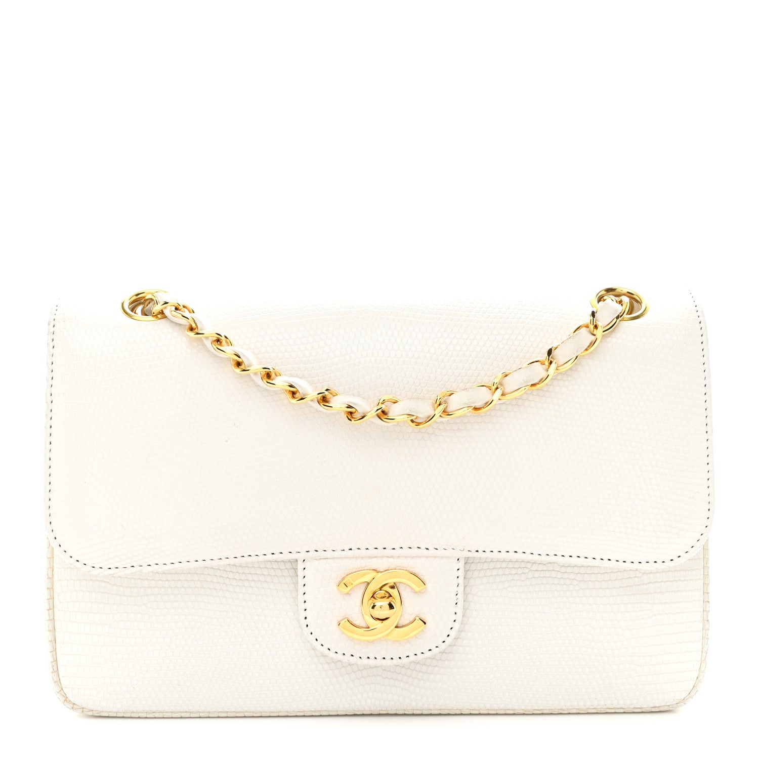 Chanel Lizard Small Double Flap White 1 of 25