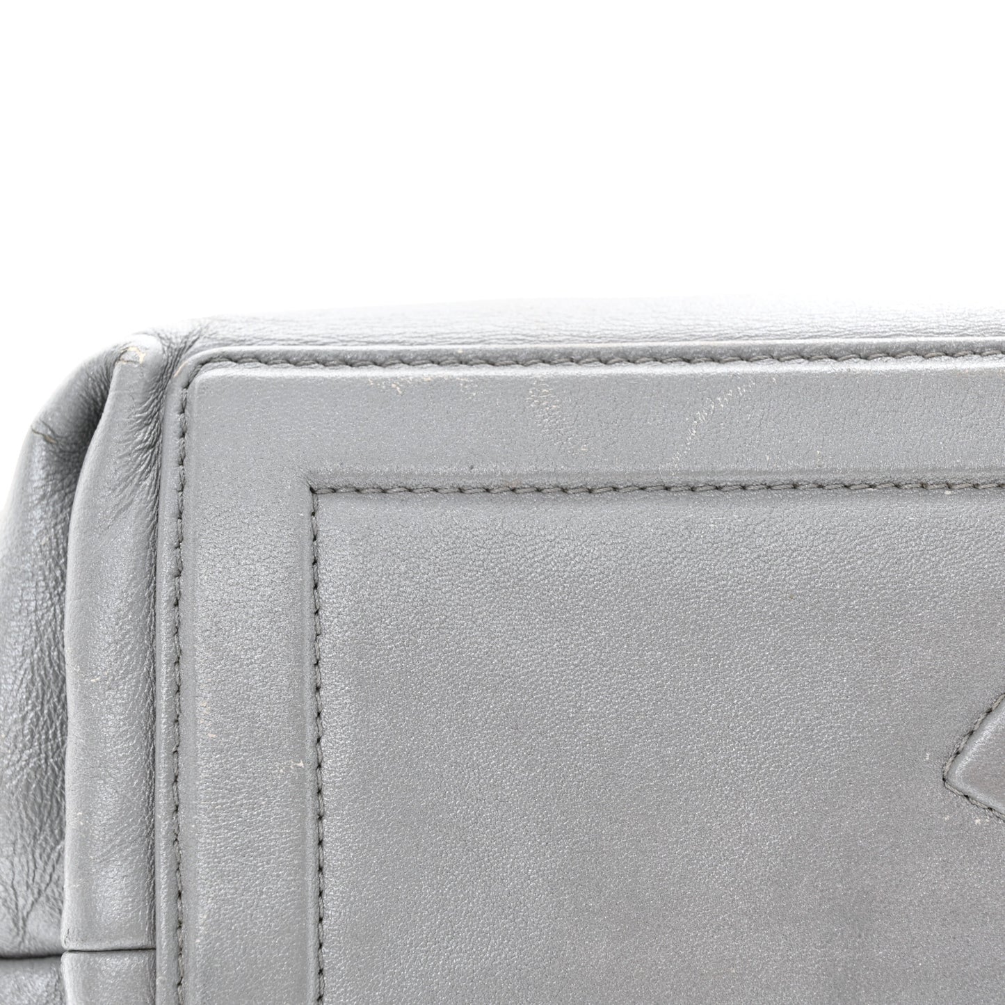 Metallic Lambskin Quilted Small Coco Cocoon Reversible Tote Light Grey