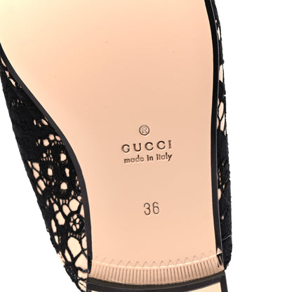 Gucci Lace Malaga Kid Womens Princetown Slippers 36 Black Skin Rose 6 of 8