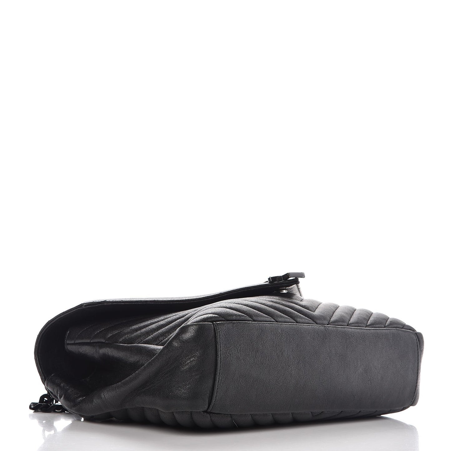 Sheepskin Matelasse Chevron Monogram Large College Satchel Black
