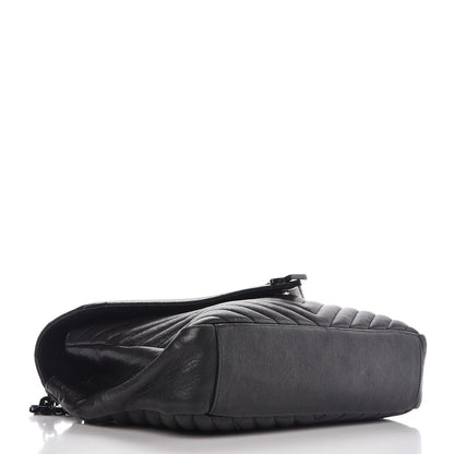 Saint Laurent Sheepskin Matelasse Chevron Monogram Large College Satchel Black 4 of 10