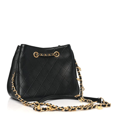 Chanel Calfskin Stitched Small Egyptian Amulet Drawstring Bag Black 3 of 10