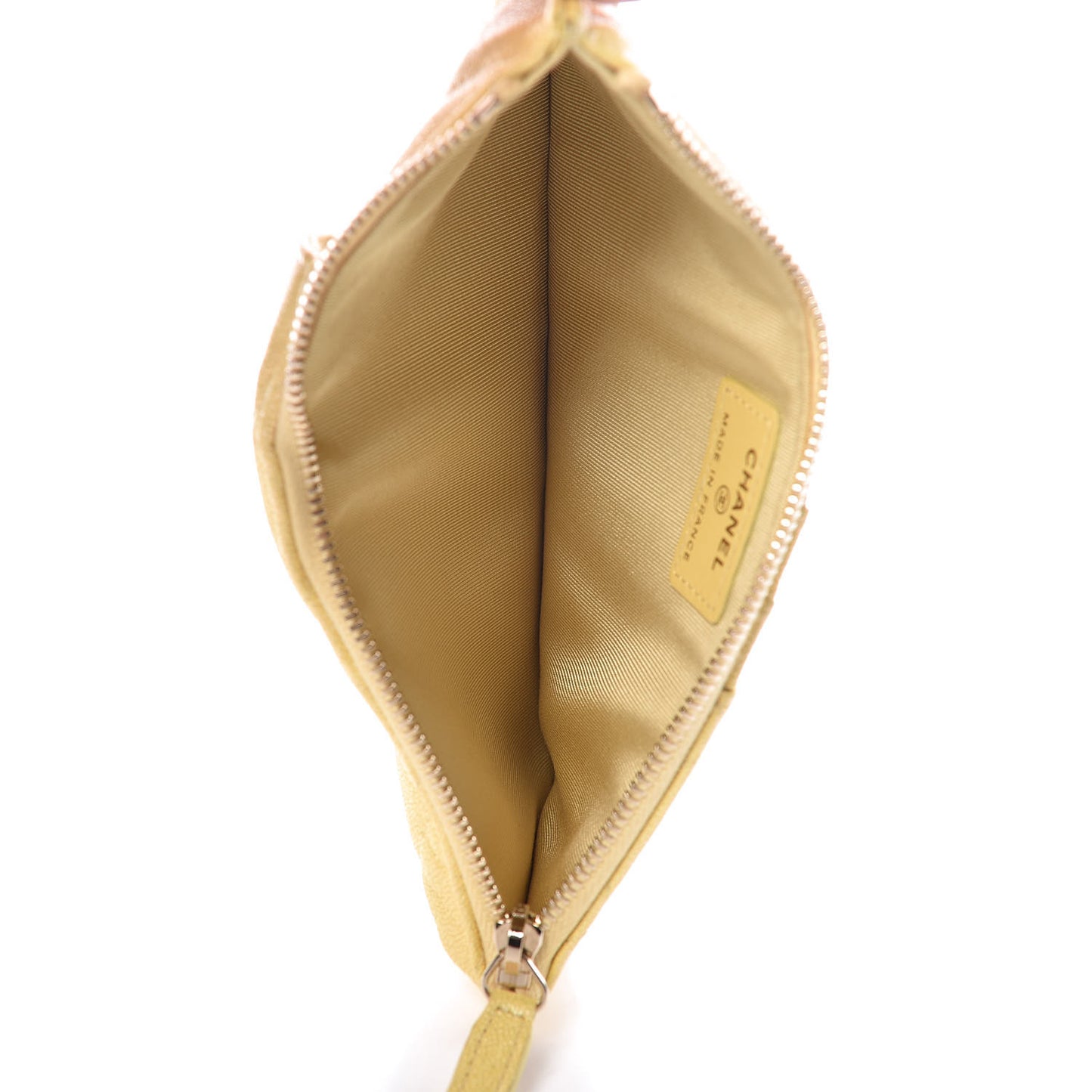 Iridescent Caviar Quilted Classic iPhone Pouch Yellow