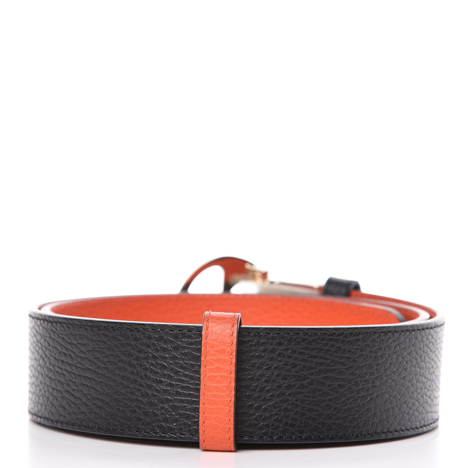 Gucci Calfskin 1973 Reversible Belt 90 36 Orange Black 3 of 6