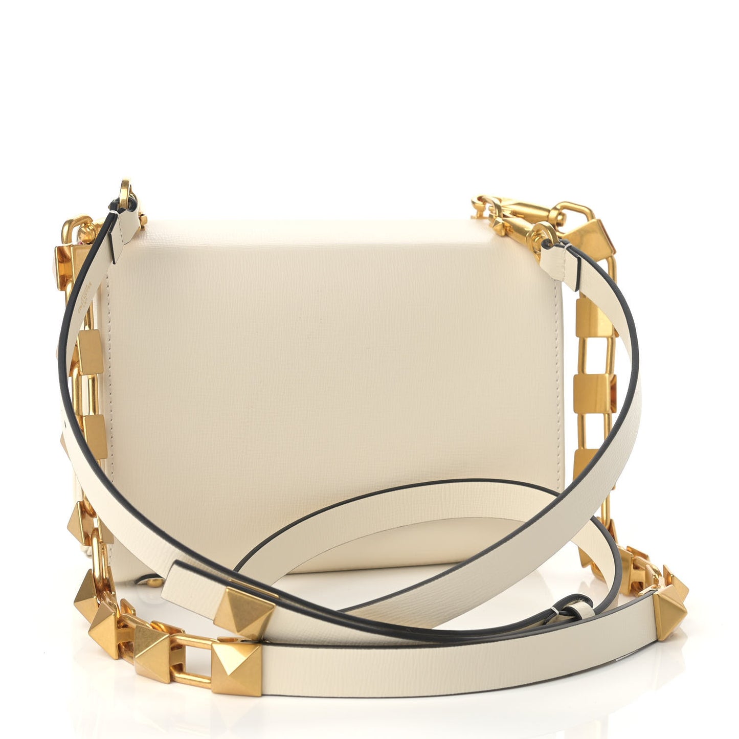 Grainy Calfskin VLogo Stud Sign Shoulder Bag Light Ivory