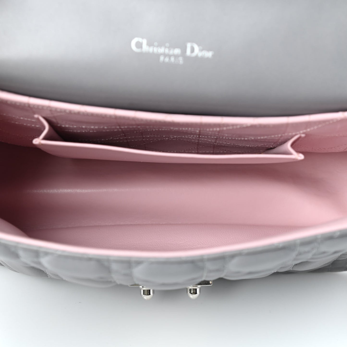 Lambskin Cannage Small Miss Dior Flap Grey