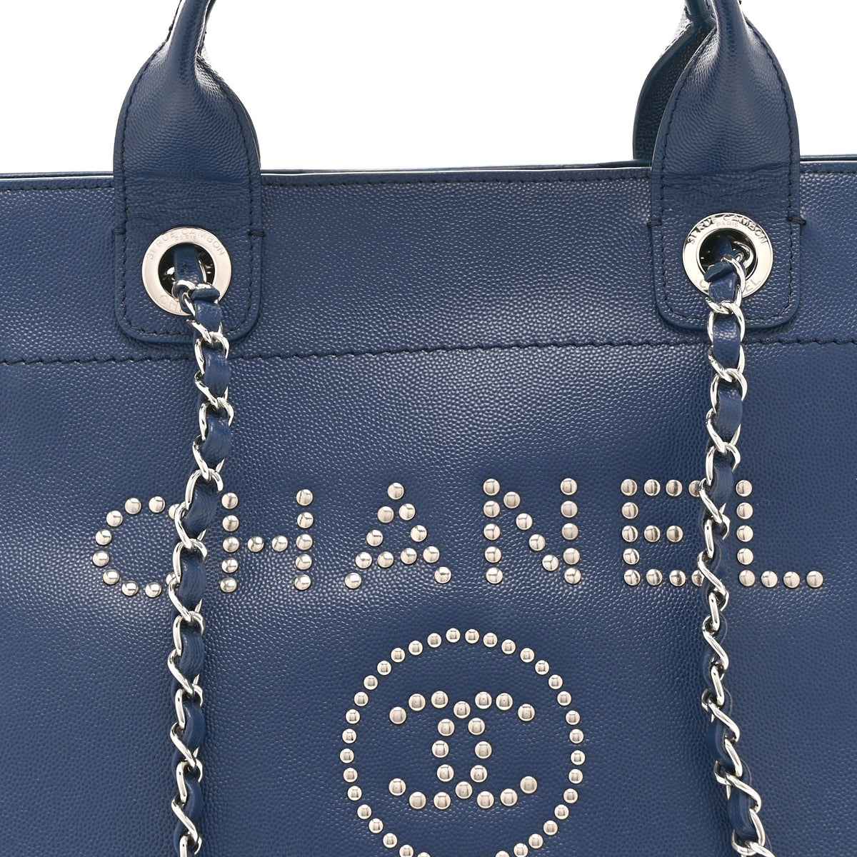 Chanel Caviar Small Studded Deauville Tote Navy 8 of 10