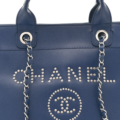 Chanel Caviar Small Studded Deauville Tote Navy 8 of 10