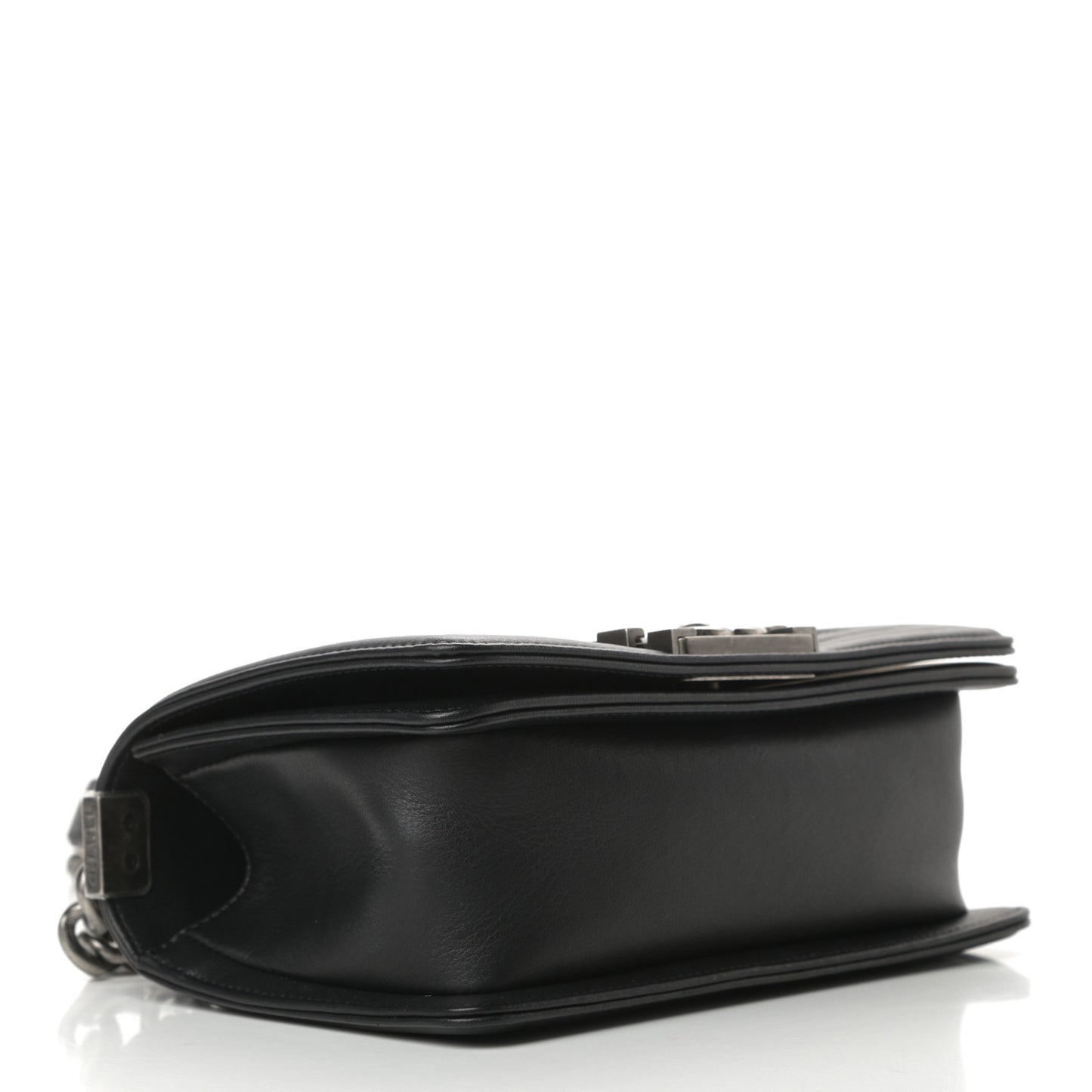 Calfskin Quilted Small Boy Flap Black