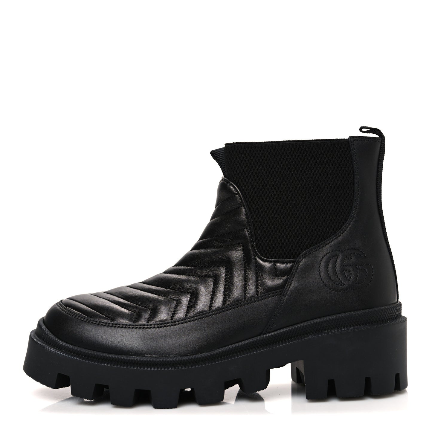 Calfskin Nappa Matelasse Frances Chelsea Boots 38.5 Black