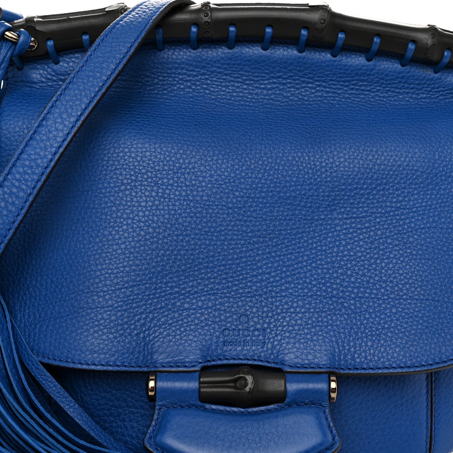 Gucci Calfskin Medium Nouveau Fringe Shoulder Bag Blue 7 of 10
