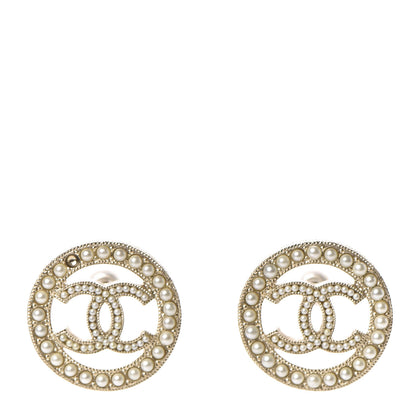 Chanel Pearl CC Round Earrings Gold 1 of 6