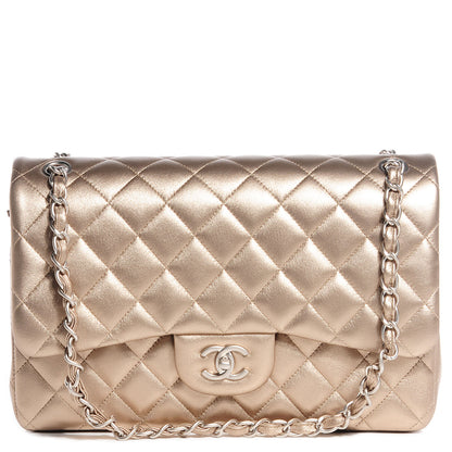 Chanel Metallic Lambskin Jumbo Double Flap Light Gold 1 of 8