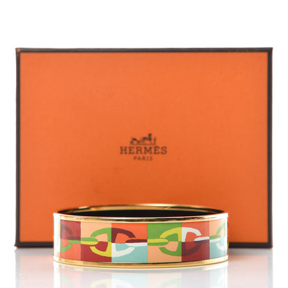 Hermes Enamel Printed Optique Chaine D'Ancre Wide Bracelet 70 6 of 6
