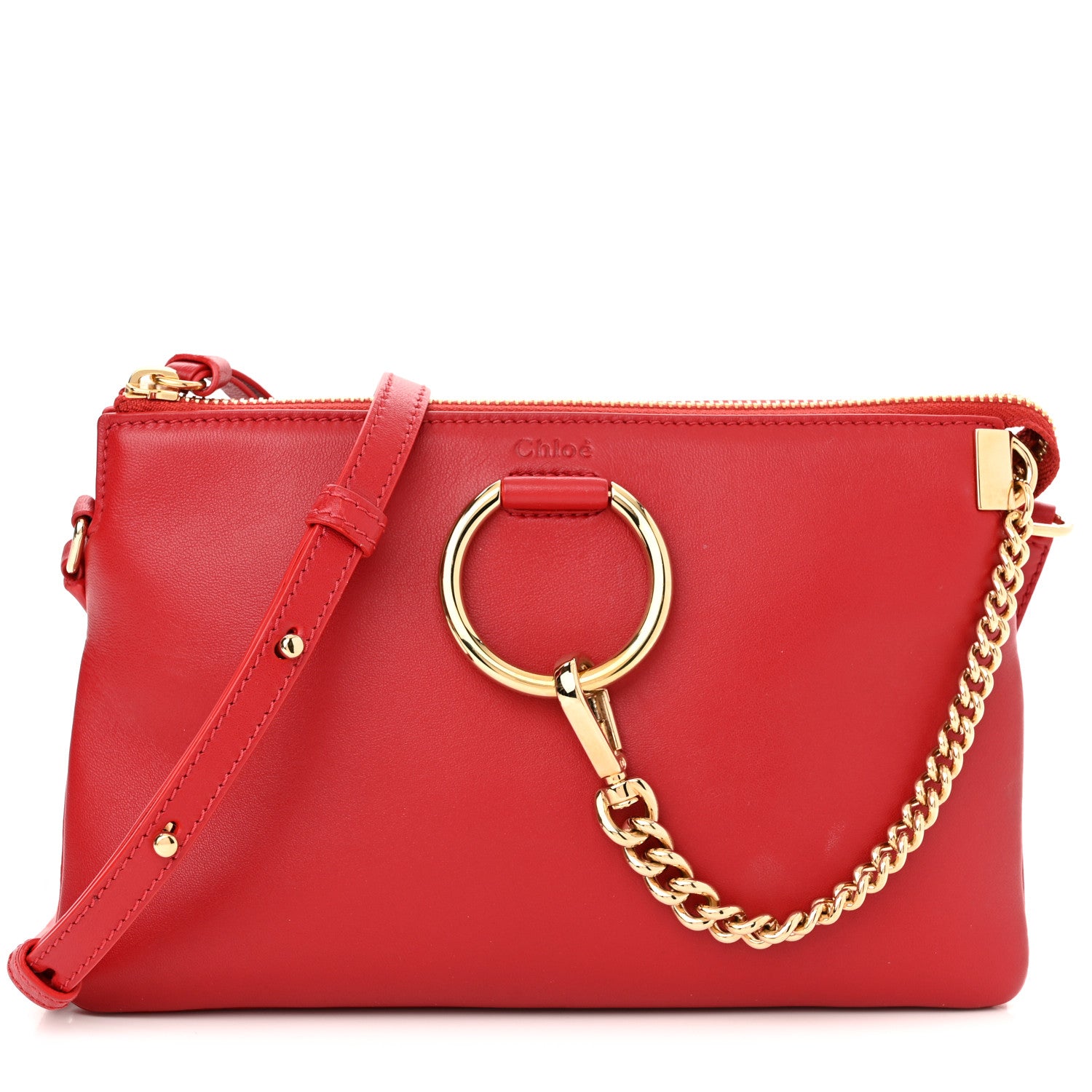 Chloe Supple Lambskin Small Faye Soft Zippered Shoulder Bag Red Crush 1 of 10