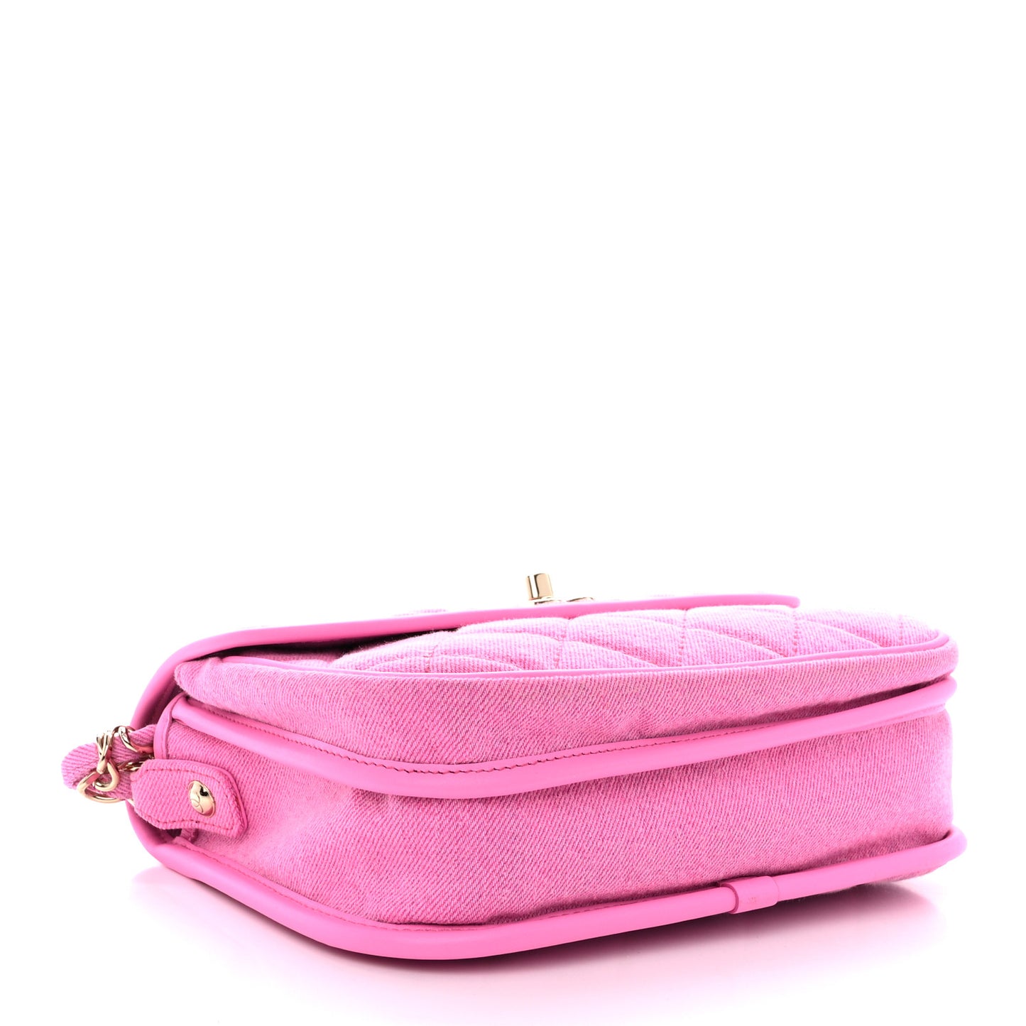 Denim Quilted Small Messenger Flap Neon Pink