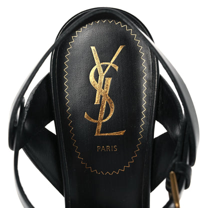 Saint Laurent Calfskin Tribute 105 Platform Sandals 38 Black 7 of 9
