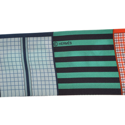 Hermes Silk Couvertures Nouvelles Twilly Blanc Vert Orange 3 of 5