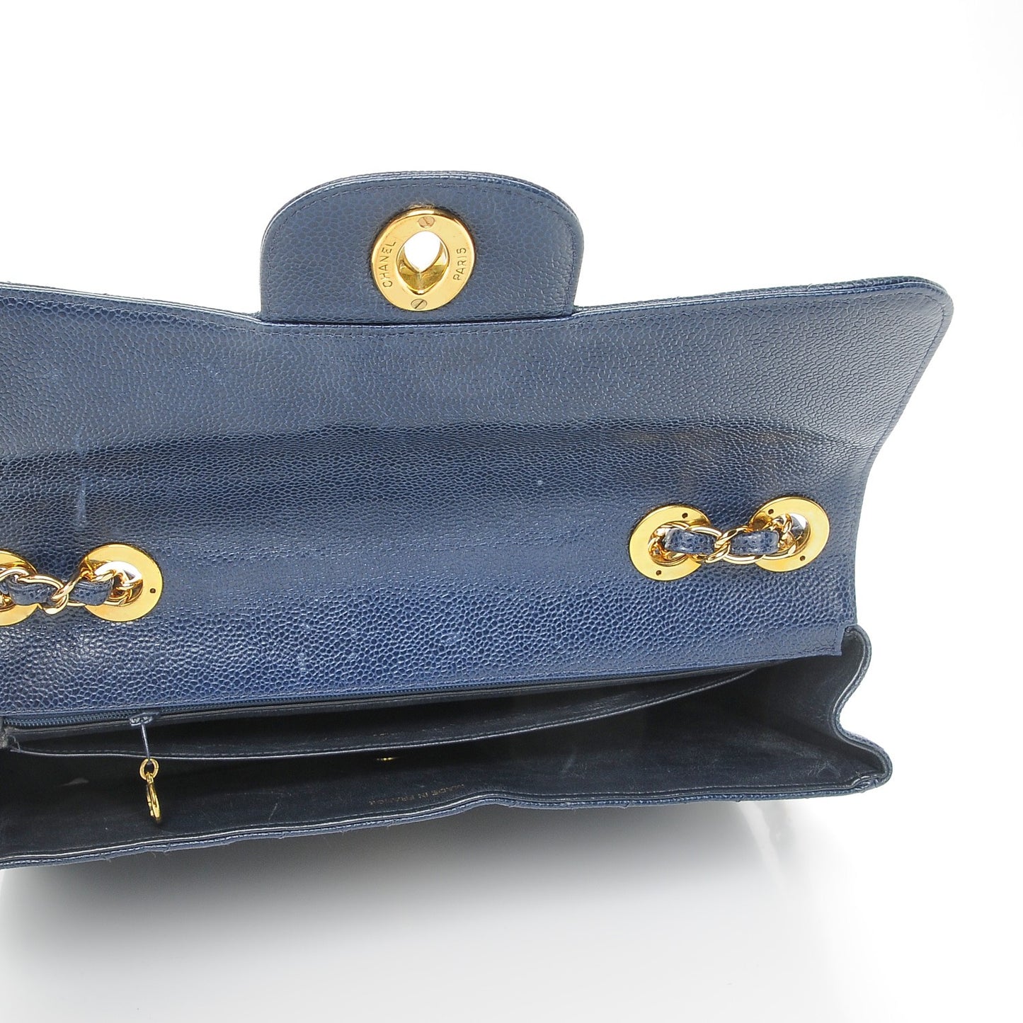 Caviar Quilted Jumbo Single Flap Blue
