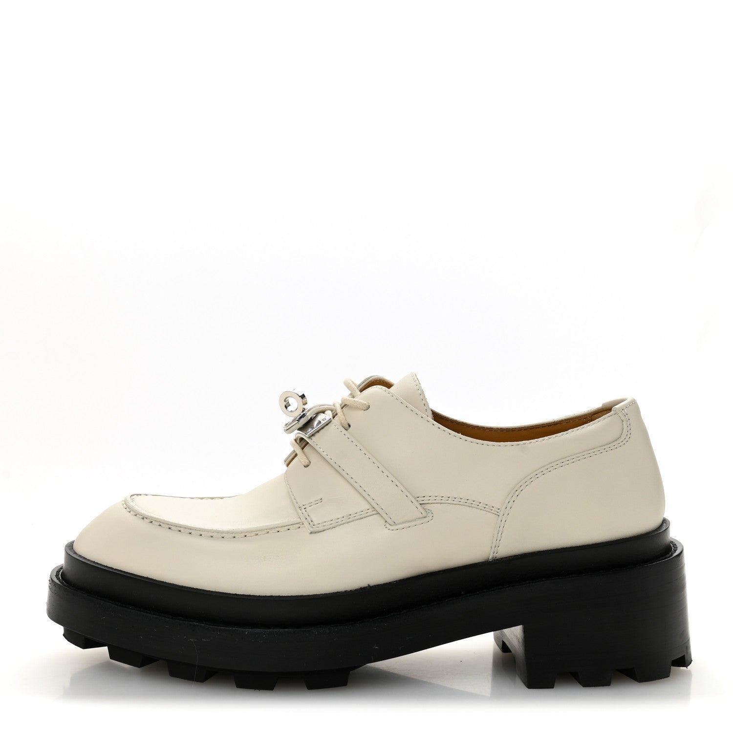 Hermes Glossed Calfskin First Derby 36.5 Beige Glaise 1 of 9