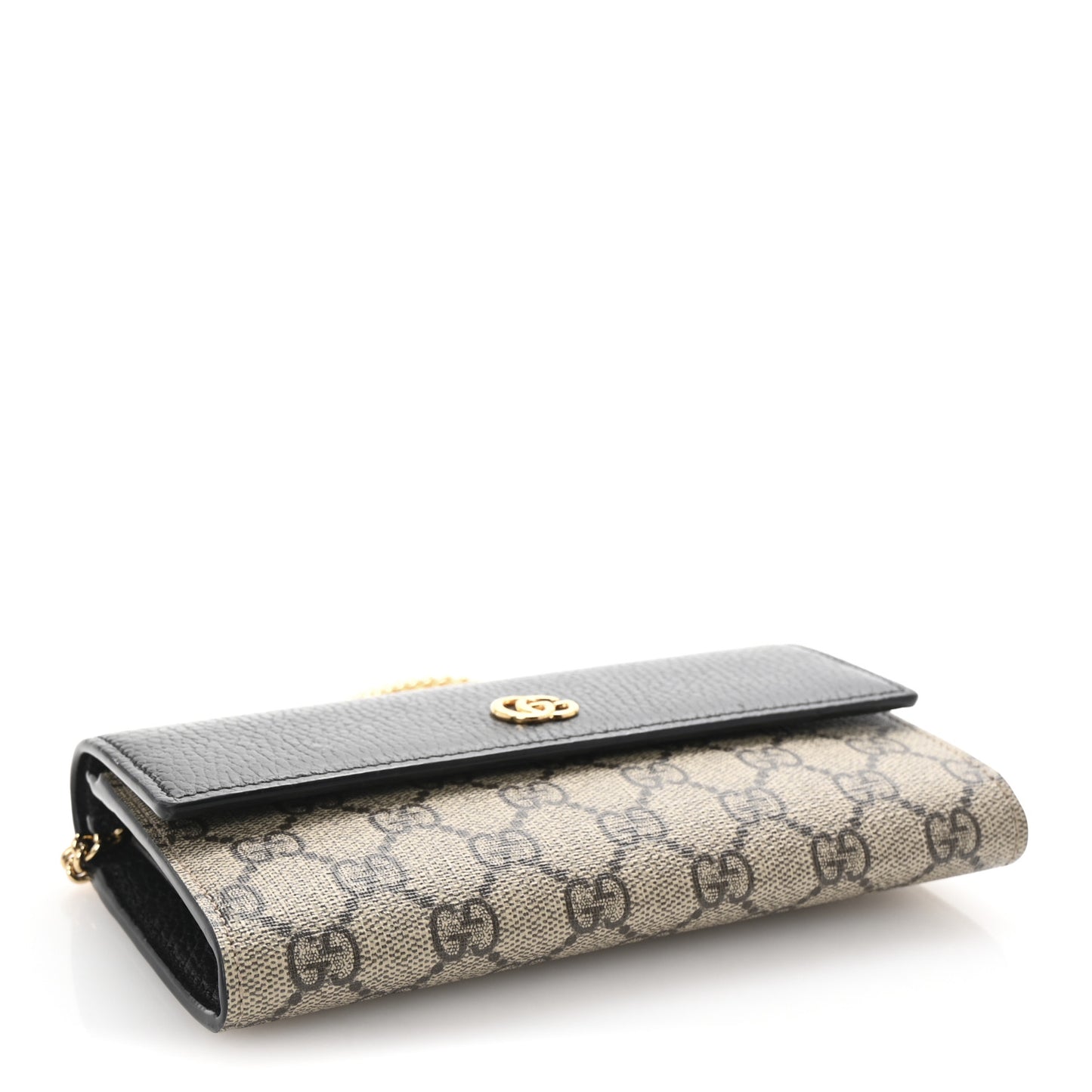 Dollar Calfskin GG Supreme Monogram Petite GG Marmont Wallet Chain Bag Black Beige Ebony