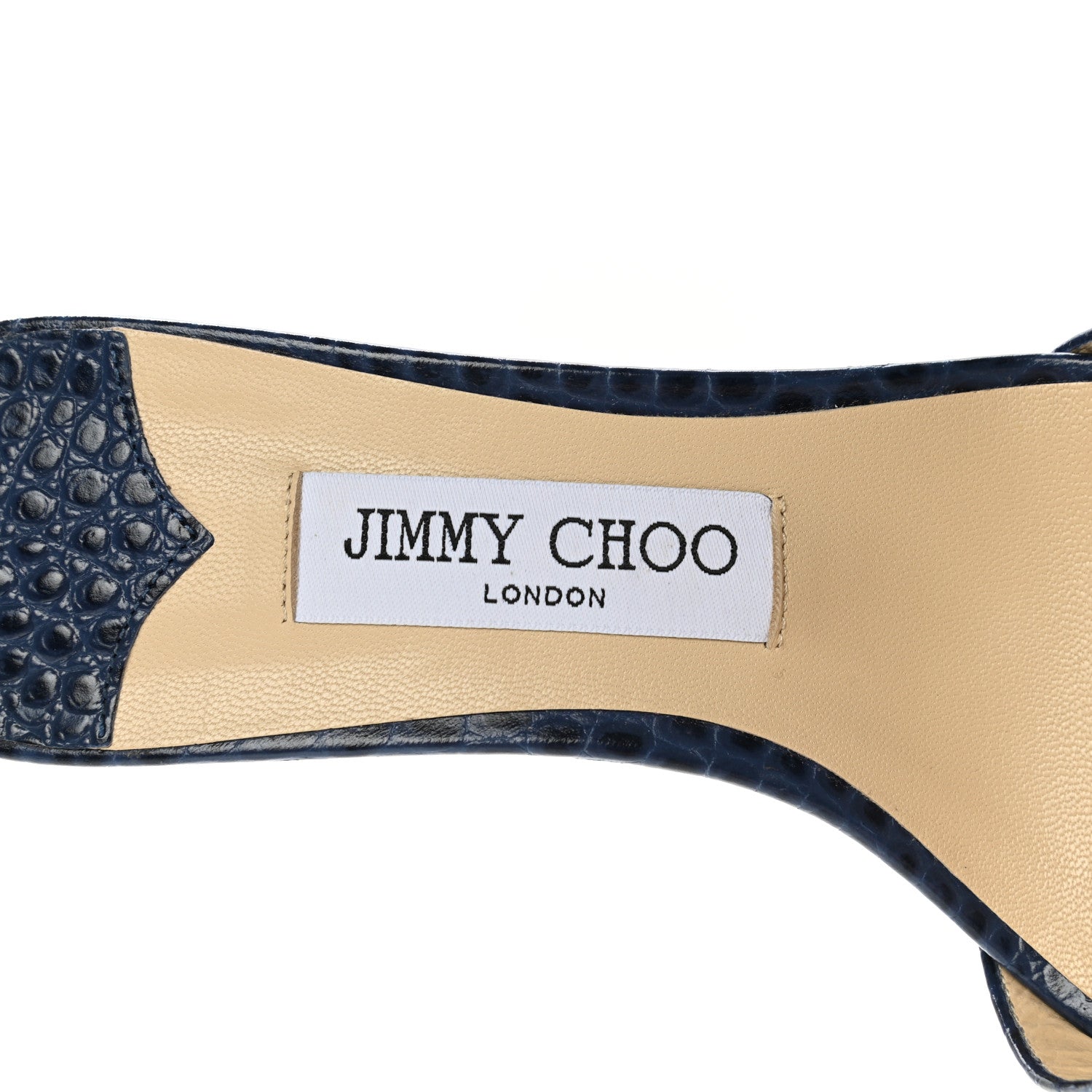 Jimmy Choo Calfskin Crocodile Embossed Stacey 65 Sandal Pumps 38.5 Denim 7 of 8