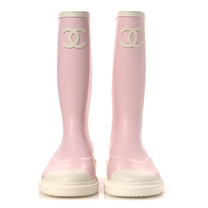 Chanel Caoutchouk CC High Boots 37 Rose 3 of 11